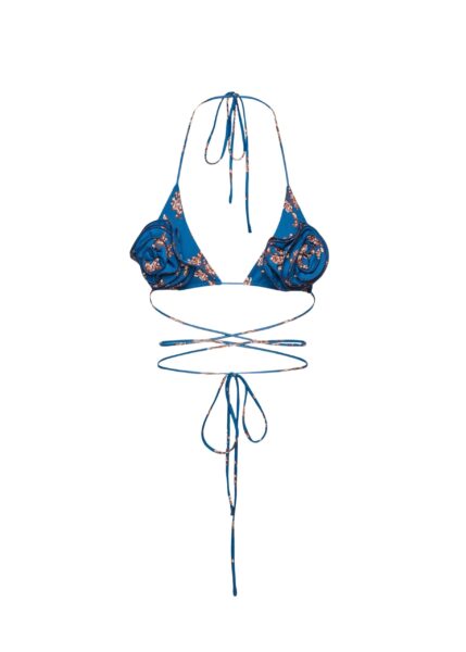 Magda Butrym Floral strappy triangle bikini top in blue floral print