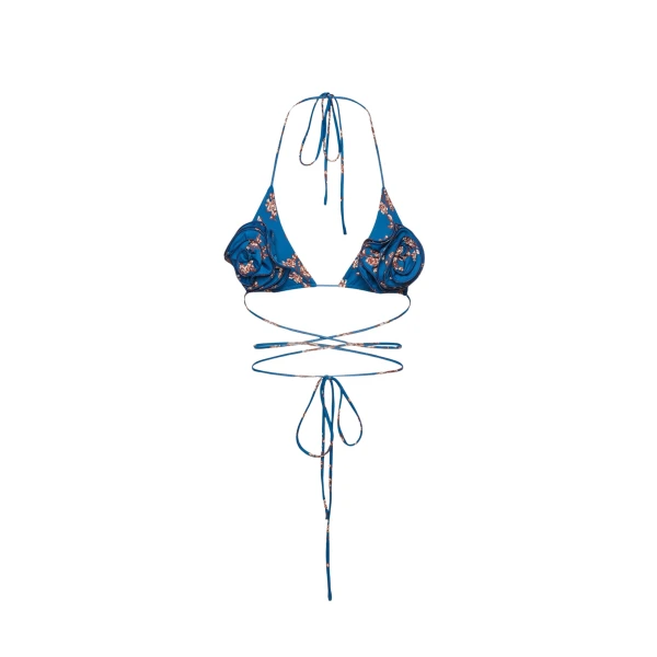 Magda Butrym Floral strappy triangle bikini top in blue floral print