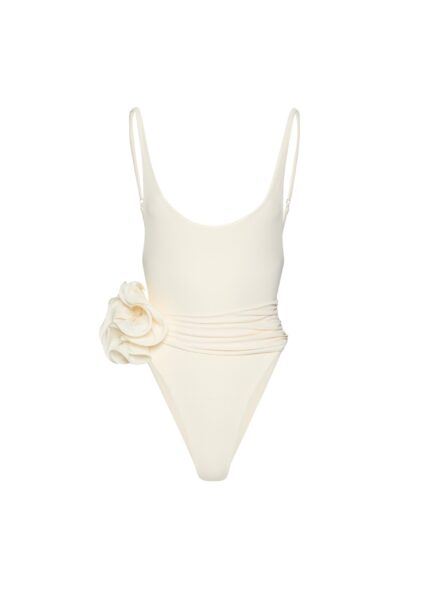 Magda Butrym Flower scoop neck swimsuit in cream