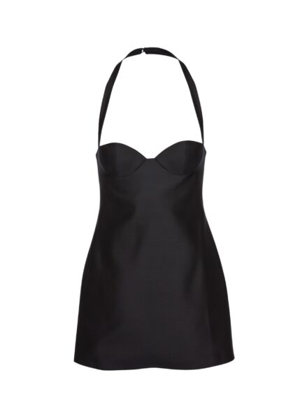 Magda Butrym Halter-neck bustier wool and silk mini dress in black