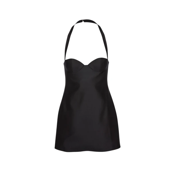Magda Butrym Halter-neck bustier wool and silk mini dress in black