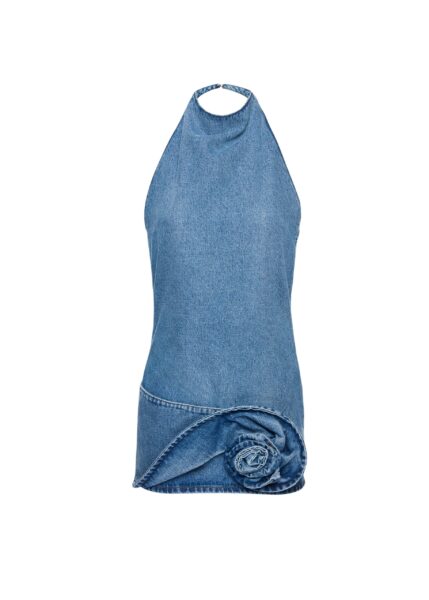 Magda Butrym Halter-neck denim mini dress in light blue