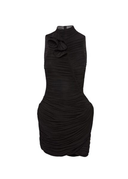 Magda Butrym High-neck draped mini dress in black