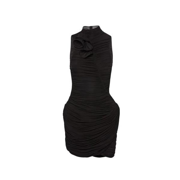 Magda Butrym High-neck draped mini dress in black