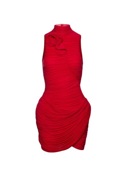 Magda Butrym High-neck draped mini dress in red