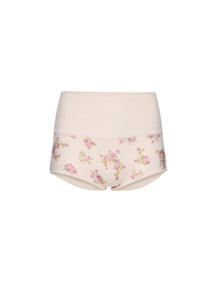 Magda Butrym High-waisted cotton knit shorts in cream floral print