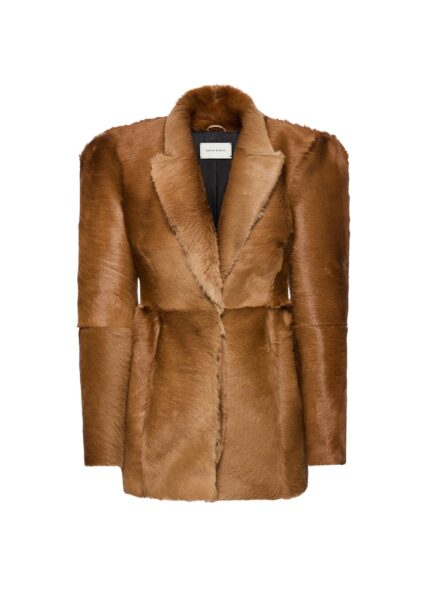 Magda Butrym Hourglass fur-effect blazer in light brown