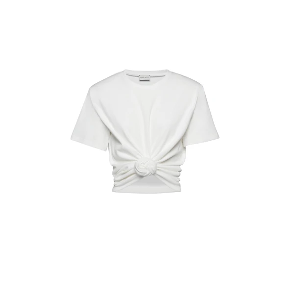 Magda Butrym Knotted ribbed t-shirt in cream