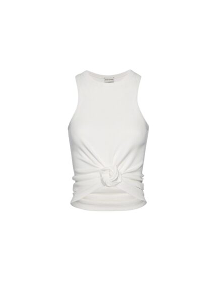 Magda Butrym Knotted ribbed tank top in cream