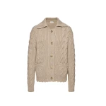 Magda Butrym Lace-detail cable knit cardigan jacket in beige