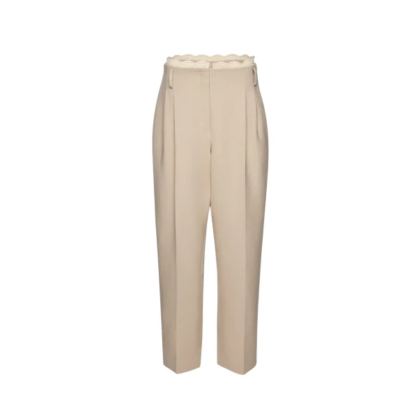 Magda Butrym Lace-detail linen tapered trousers in beige