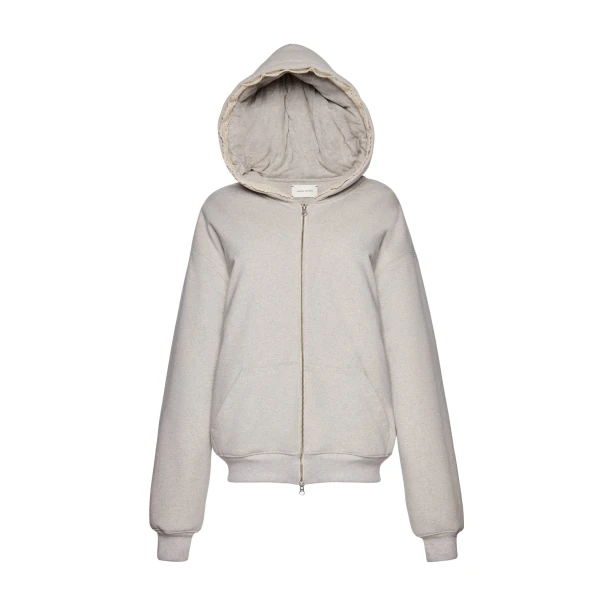 Magda Butrym Lace-detail zip up hoodie in grey