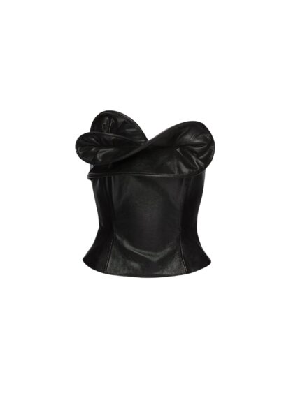 Magda Butrym Leather corset with sculptural neckline in black