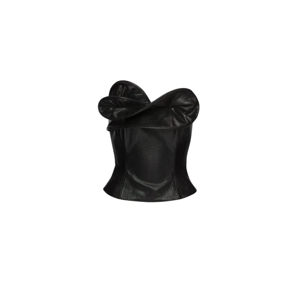 Magda Butrym Leather corset with sculptural neckline in black