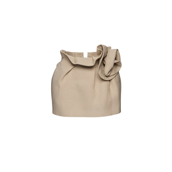 Magda Butrym Linen flower-detail mini skirt in beige