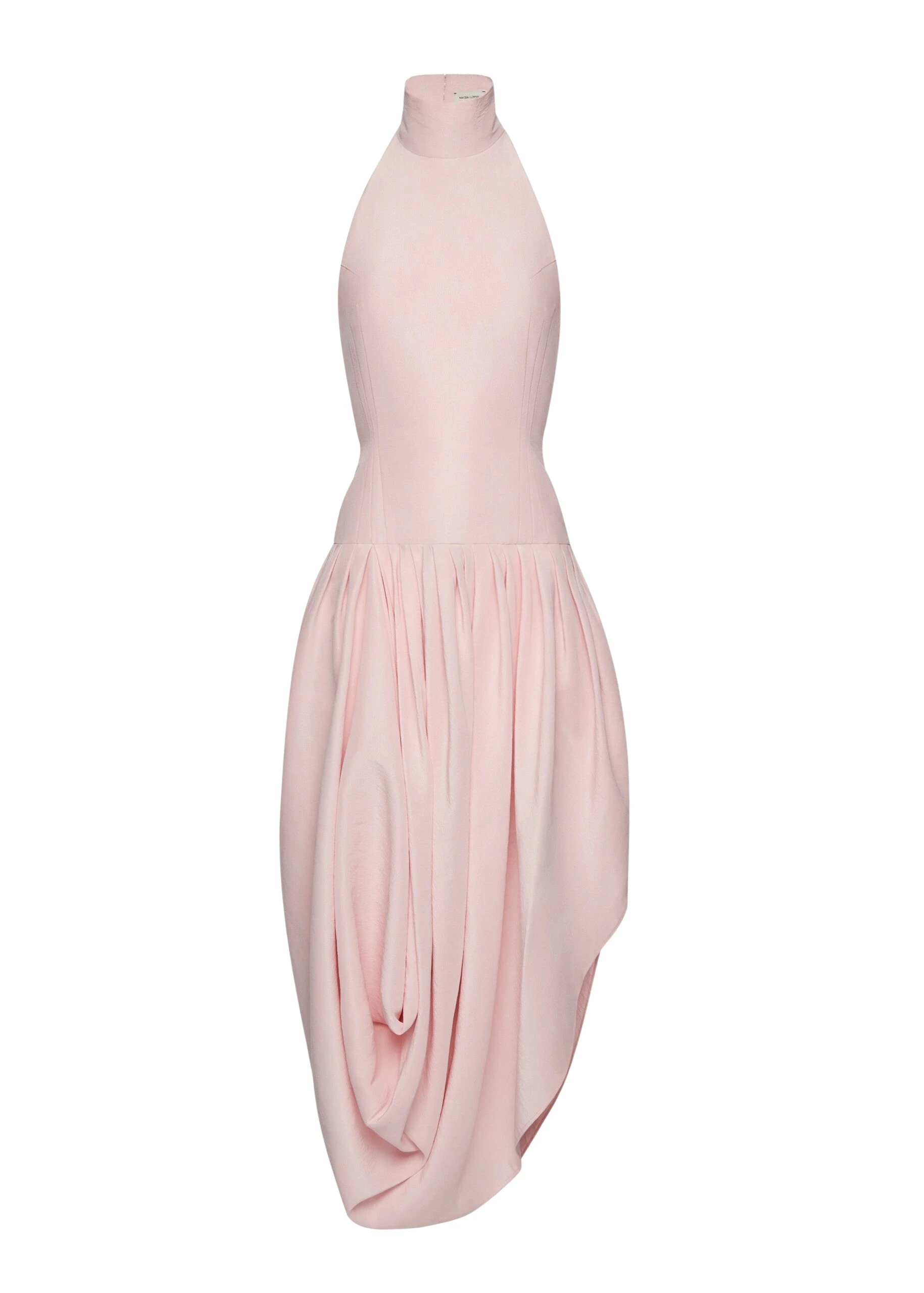 Magda-Butrym-Long-draped-silk-halterneck-dress-with-high-collar-in-pink-scaled22934_nobg Magda Butrym Long draped silk halterneck dress with high collar in pink