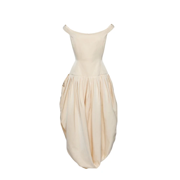 Magda Butrym Long off-shoulder draped dress in cream