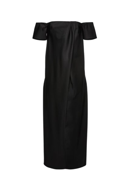 Magda Butrym Long off-shoulder wool and silk dress in black