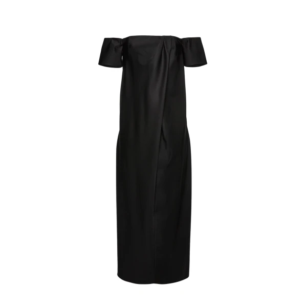 Magda Butrym Long off-shoulder wool and silk dress in black