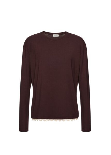 Magda Butrym Long-sleeve blouse with crochet hem in brown