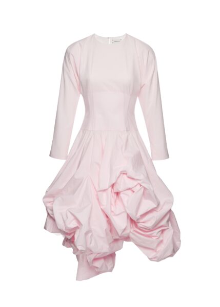 Magda Butrym Long-sleeve cotton midi dress with adjustable skirt in pink