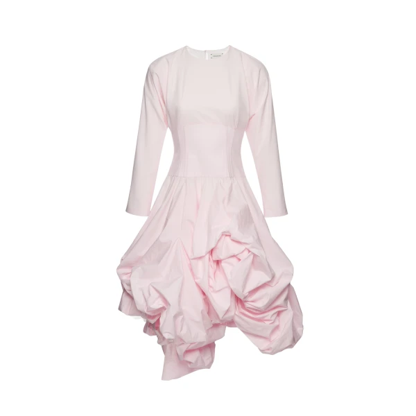 Magda Butrym Long-sleeve cotton midi dress with adjustable skirt in pink