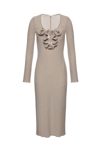 Magda Butrym Long-sleeve crepe beach maxi dress in light brown