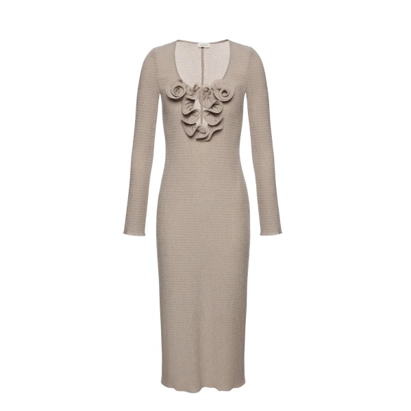 Magda Butrym Long-sleeve crepe beach maxi dress in light brown
