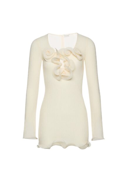 Magda Butrym Long sleeve crepe beach mini dress in cream