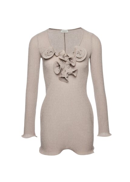 Magda Butrym Long-sleeve crepe beach mini dress in light brown