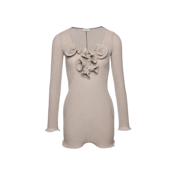 Magda Butrym Long-sleeve crepe beach mini dress in light brown
