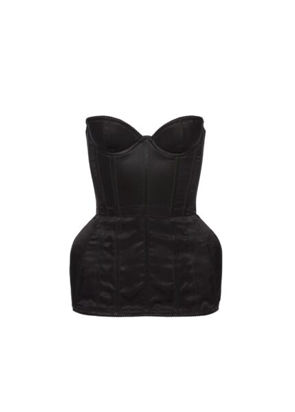 Magda Butrym Longline silk corset top in black satin