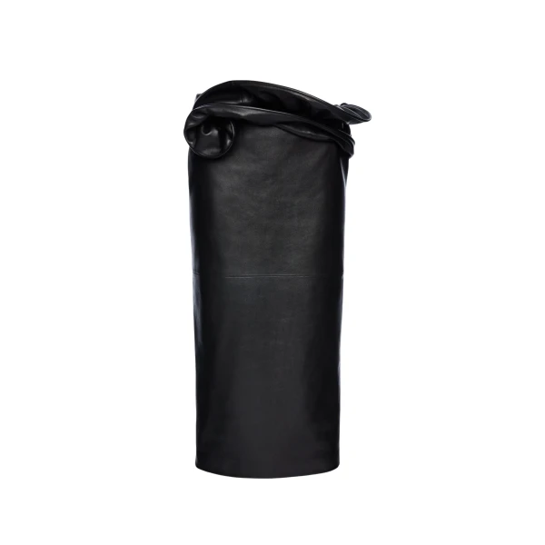 Magda Butrym Midi leather skirt with hand-twisted flower detail in black