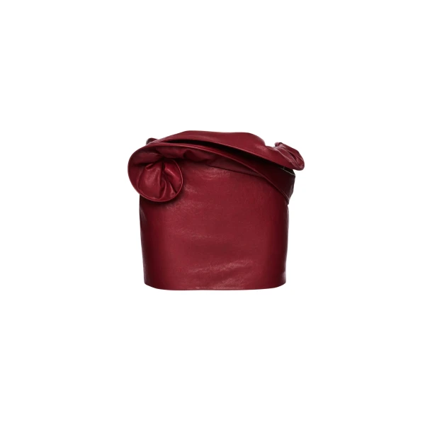 Magda Butrym Mini leather skirt with hand-twisted flower detail in cherry red