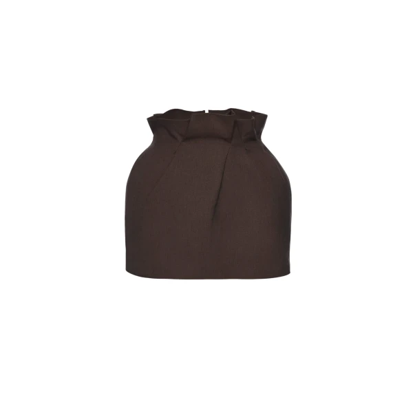Magda Butrym Mini linen skirt with ruffled waist in brown