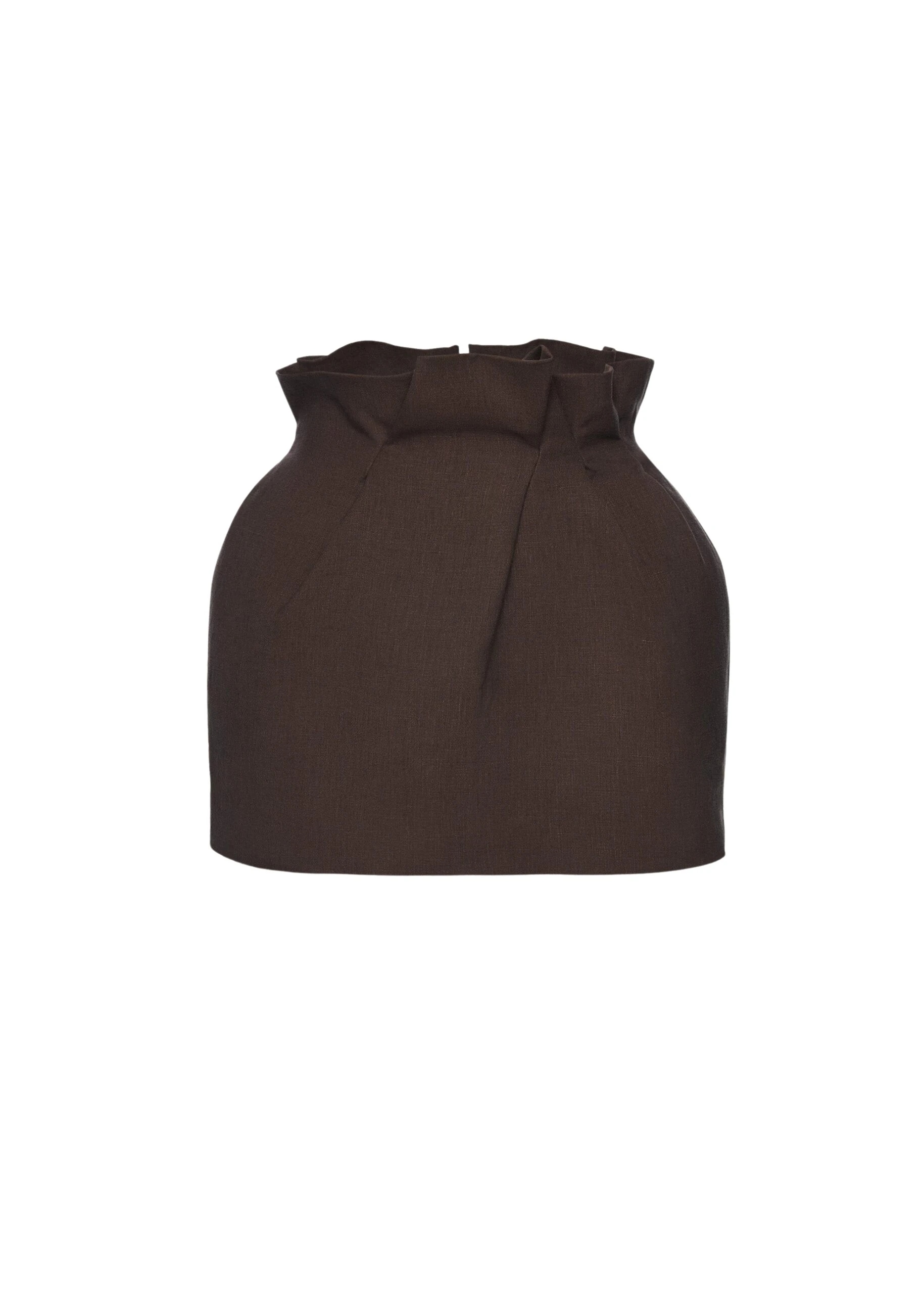 Magda-Butrym-Mini-linen-skirt-with-ruffled-waist-in-brown-scaled24194_nobg Magda Butrym Mini linen skirt with ruffled waist in brown
