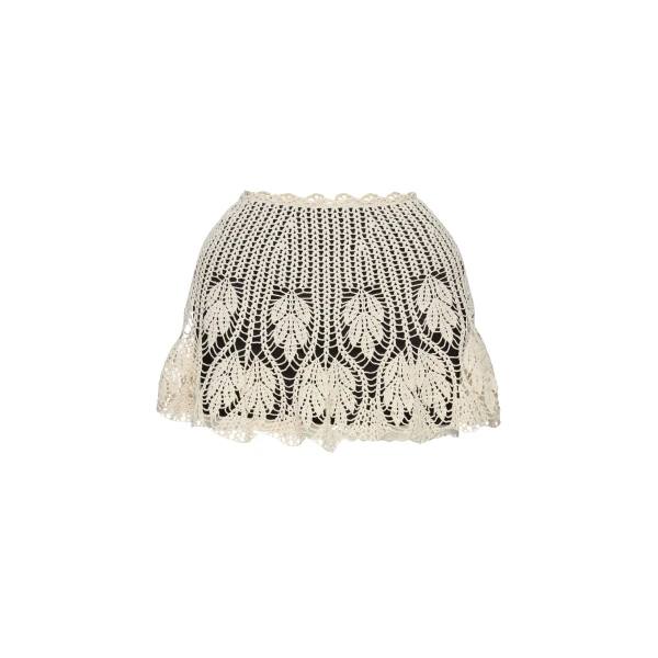Magda Butrym Mini skirt with crochet overlay in cream