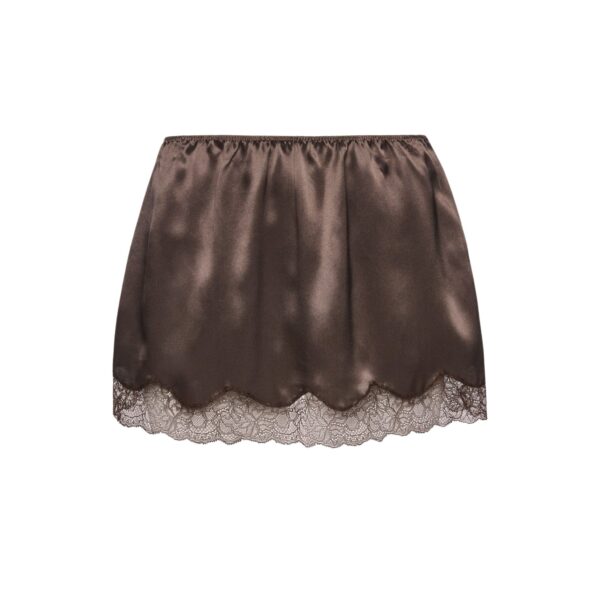Magda Butrym Mini slip skirt with lace-trimmed hem in brown