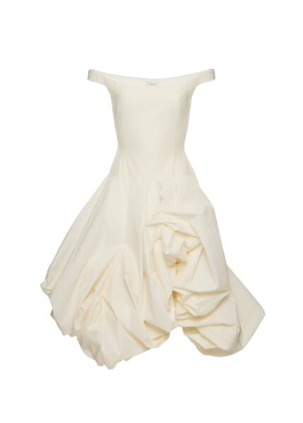 Magda Butrym Off-shoulder maxi dress with adjustable skirt in cream