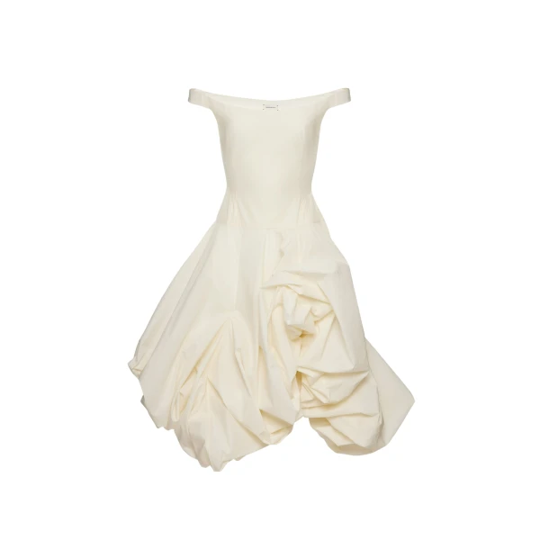 Magda Butrym Off-shoulder maxi dress with adjustable skirt in cream