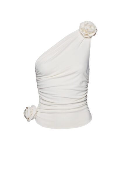 Magda Butrym One shoulder tshirt in cream