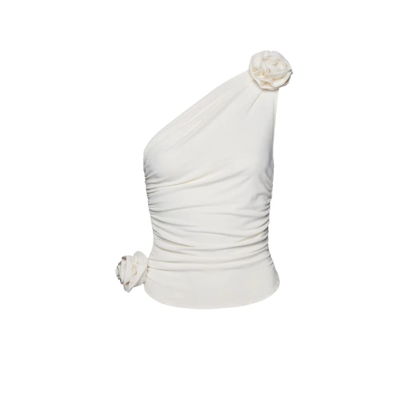 Magda Butrym One shoulder tshirt in cream