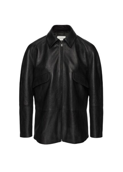 Magda Butrym Overshirt zipped leather jacket in black