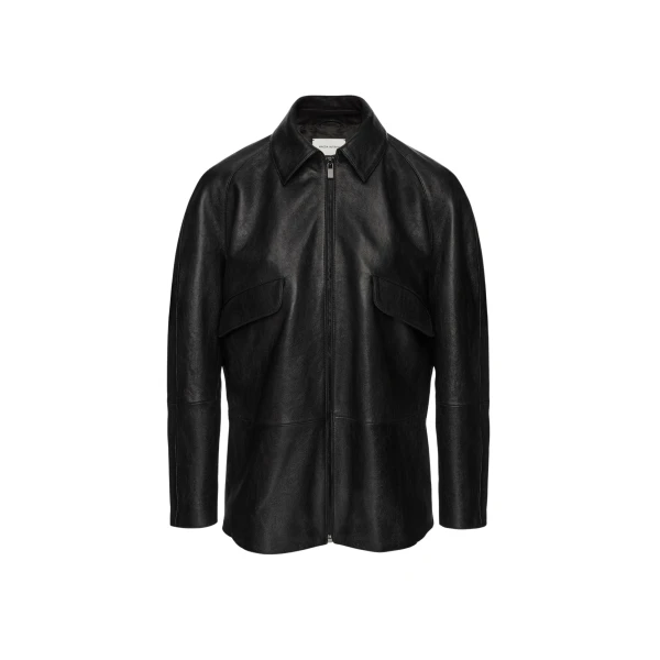 Magda Butrym Overshirt zipped leather jacket in black