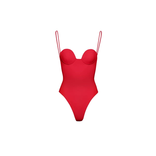 Magda Butrym Retro bustier swimsuit in red