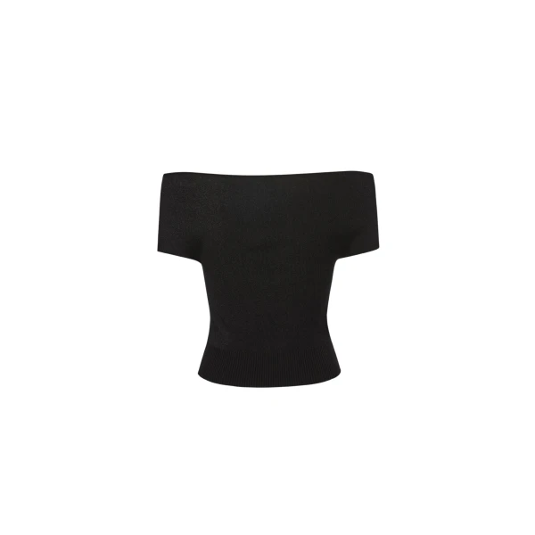 Magda Butrym Reversible off-shoulder knit top in black