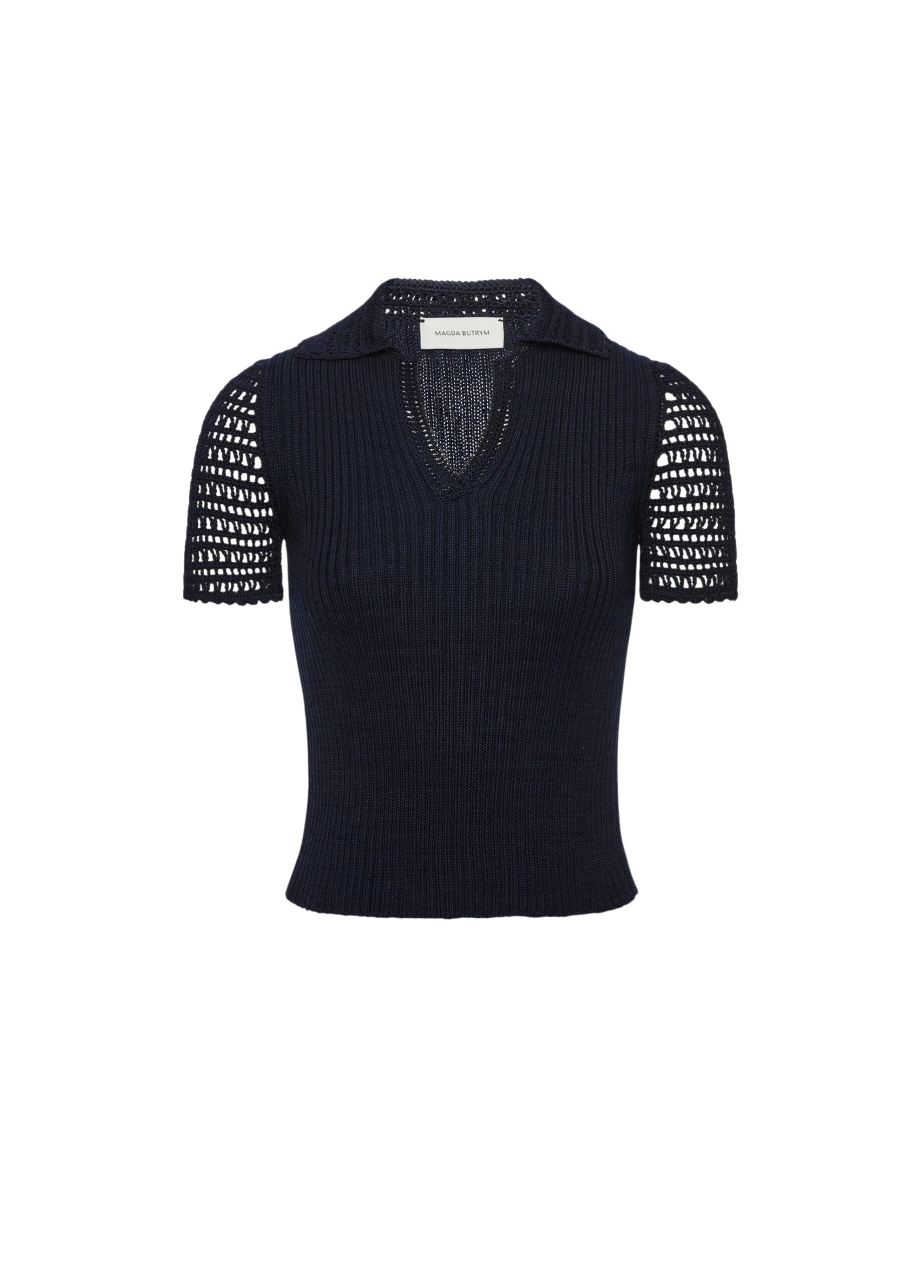 Magda-Butrym-Ribbed-polo-knit-top-in-navy-scaled11441_nobg Magda Butrym Ribbed polo knit top in navy