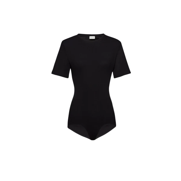 Magda Butrym Ribbed short sleeve bodysuit in black