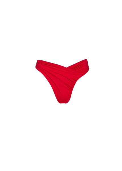Magda Butrym Ruched asymmetric swim bottom in red