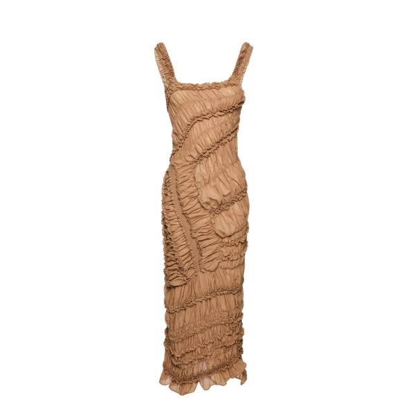 Magda Butrym Ruched cotton midi dress in nude